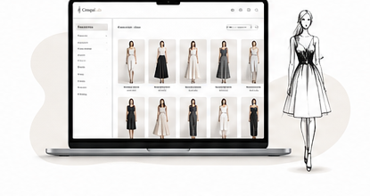 Biblioteca de modelos de moda em um notebook